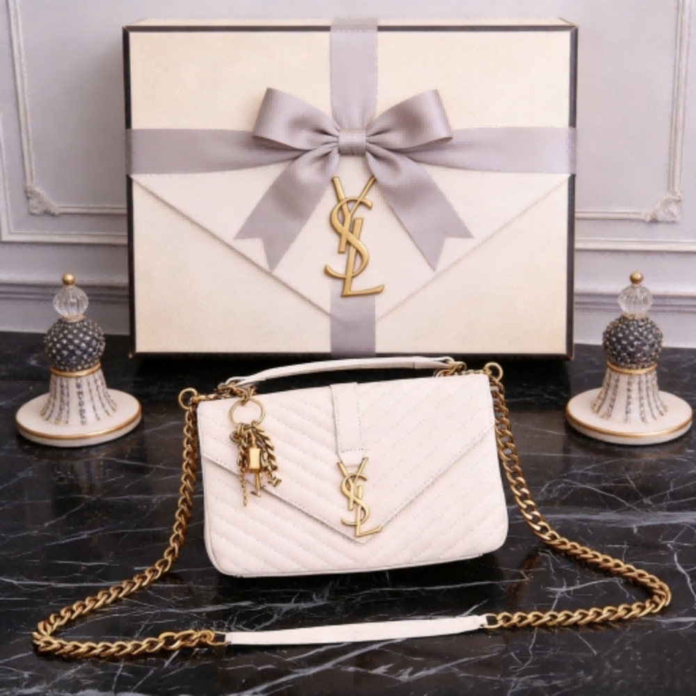 YSL Vicky Shoulder Bag in Cream